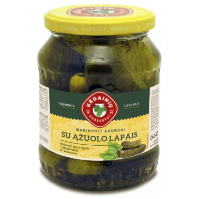Pickled cucumbers with oak leaves KKF, 660 g / 330 g
